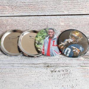 3.5″ Photo Buttons (showing metal pinback)